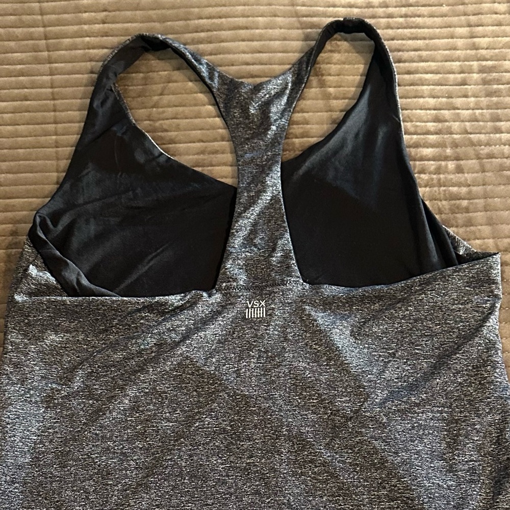 Victoria’s Secret VSX Heather Gray Black Racerback Tank - Picture 7 of 8